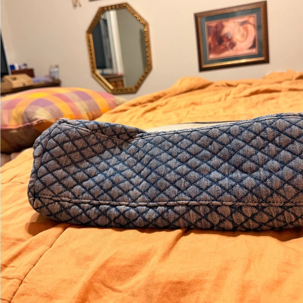 Rebecca Minkoff Quilted Denim Shoulder Bag with silverChain